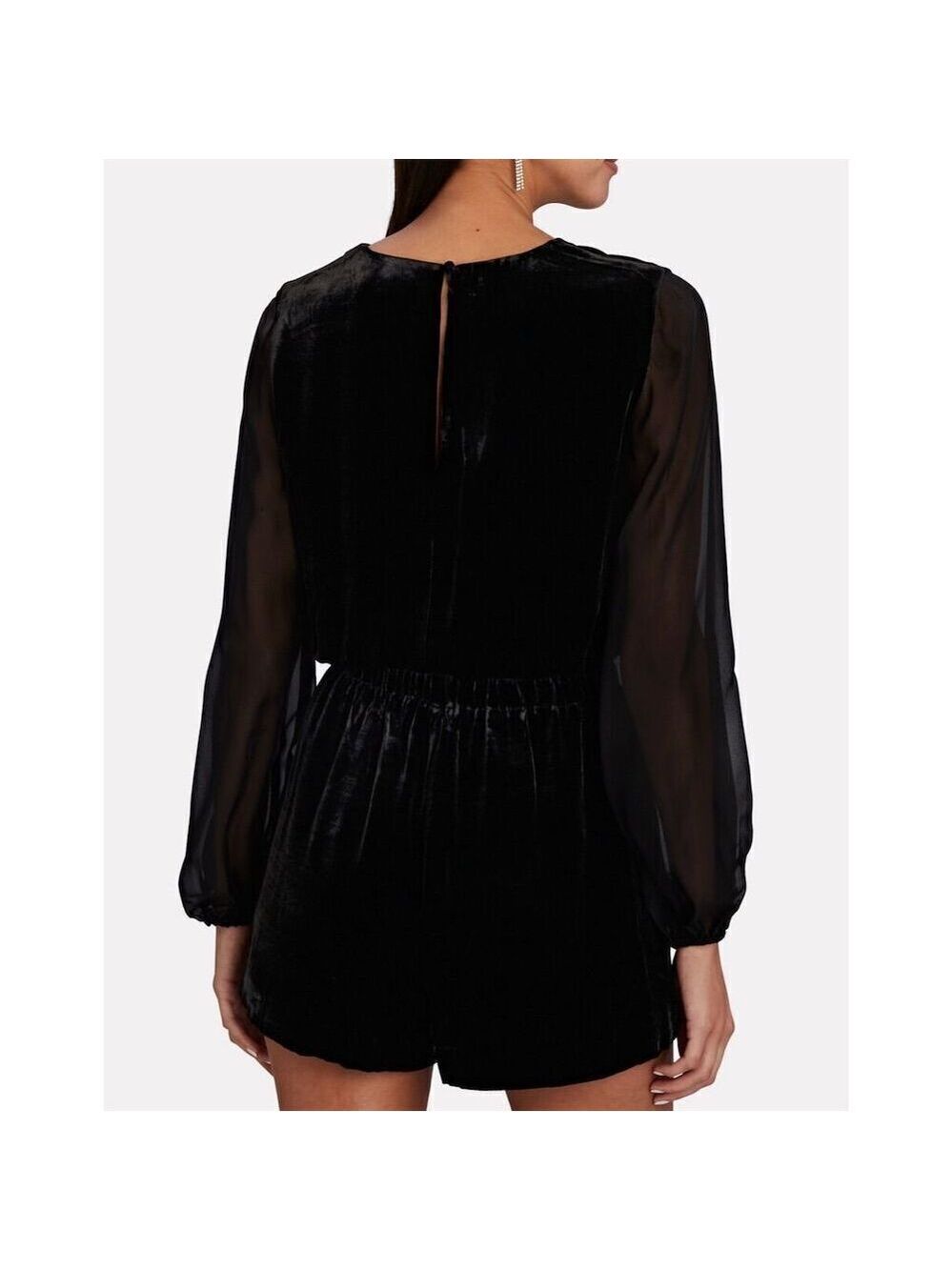 Intermix Women's Black Velvet Wrap Front Romper Size 10 Party/Cocktail - Picture 2 of 6